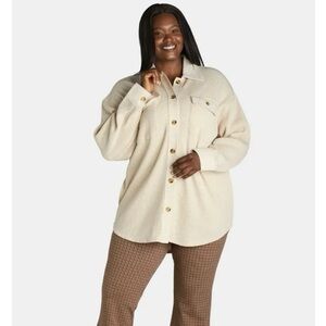 Terra & Sky Women's Plus Size Button Down Waffle Knit Shacket, 1X (16-18)